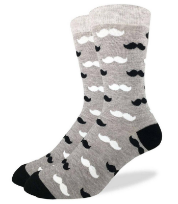 Sock Mens Black/Grey Moustache